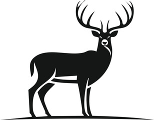 Deer Animal Vector Logo in Black and White, Minimalist and Simple Design, Perfect for Wildlife Branding, Nature Illustration, and Unique Animal Identity
