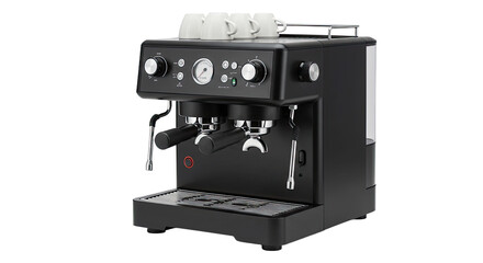 Black Espresso Machine with Two Portafilters.