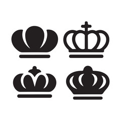 Royal Crown Set Vector Art, King and Queen Symbol Icons