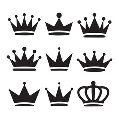 Royal Crown Set Vector Art, King and Queen Symbol Icons