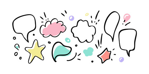 Colorful Hand Drawn Speech Bubbles and Shapes thought bubbles