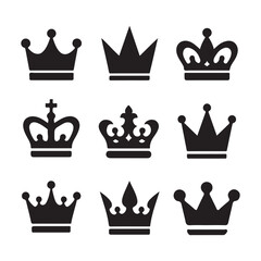 Royal Crown Set Vector Art, King and Queen Symbol Icons