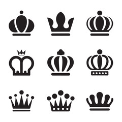 Royal Crown Set Vector Art, King and Queen Symbol Icons