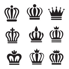 Royal Crown Set Vector Art, King and Queen Symbol Icons