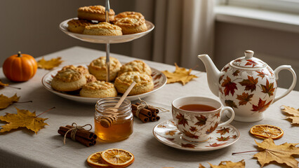 티타임 가을 휴식 쿠키 