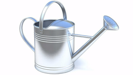 Shiny metal watering can ready to water plants, gardening, or home and garden projects