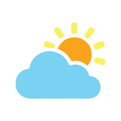 Weather Icon Sun & Cloud Vector Art Illustration