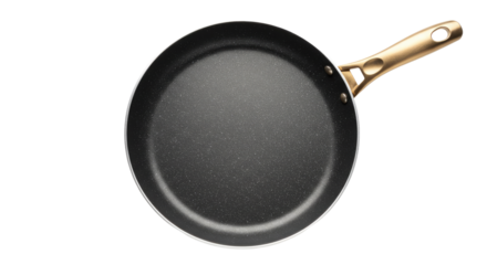 Black NonStick Frying Pan with Gold Handle.