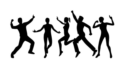 Diverse people dancing joyfully silhouettes celebration
