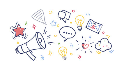 Doodle Icons For Communication And Ideas speech bubble