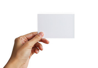 Fototapeta premium Hand holding blank business card isolated on transparent background