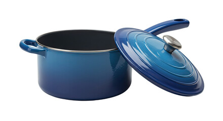 Blue Cast Iron Pot with Lid Kitchen Cooking Utensil.