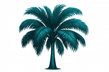 Teal palm tree silhouette against transparent backdrop, radiating tropical vibrancy for summer-inspired design projects