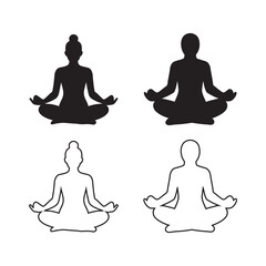 Meditation Poses Vector Art, Mindfulness and Inner Peace
