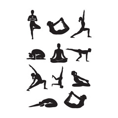Yoga Poses Vector Art, Healthy Lifestyle and Mindfulness Practice
