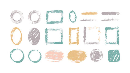 Hand drawn crayon shapes textured borders