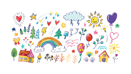 Hand drawn doodle elements drawing illustration
