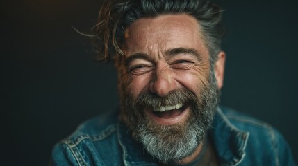 A genuine outburst portrait of a joyful older man, displaying positive energy