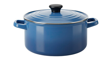 Blue Enameled Cast Iron Cooking Pot with Lid and Handles 1.