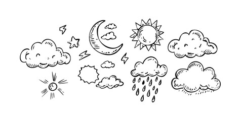 Hand Drawn Weather Symbols retro vintage