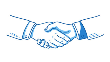 Handshake agreement blue outline business partnership