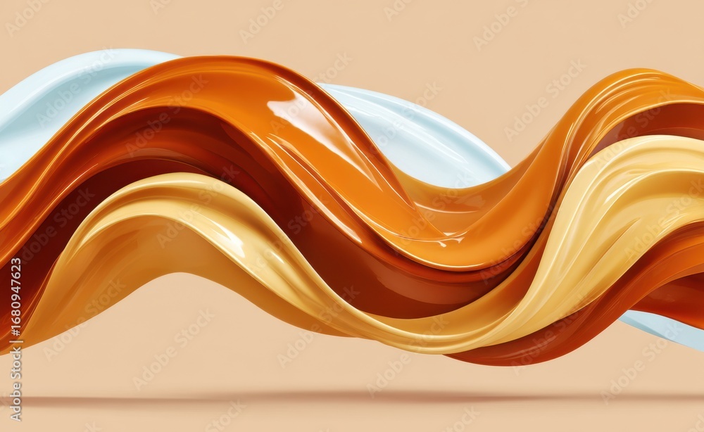 Poster colorful flowing waves of glossy textures in dynamic motion