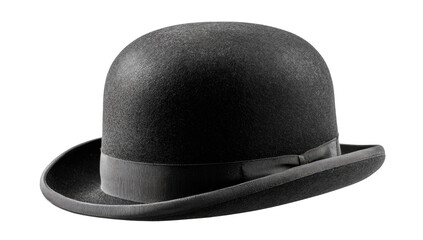 Dark gray bowler hat, close-up