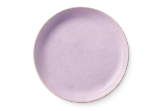 Round purple plate isolated on transparent background, perfect for showcasing food or other products
