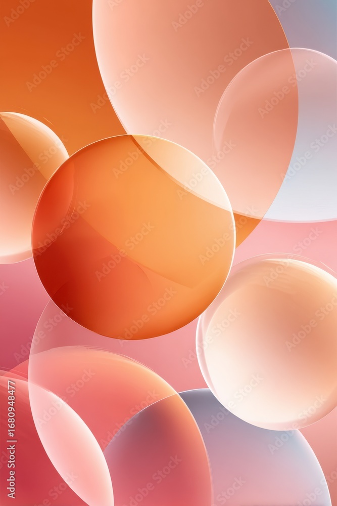 Poster abstract composition of vibrant semi-transparent spheres on a gradient background
