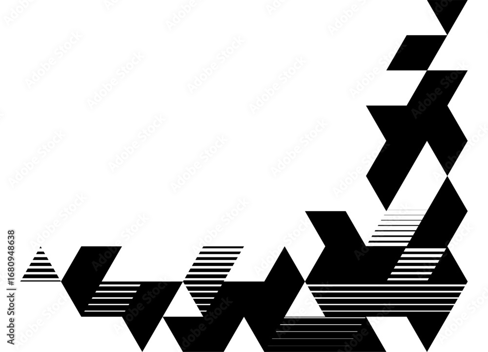 Poster angular vector pattern of black triangles on a white background. sports design element. vector backg
