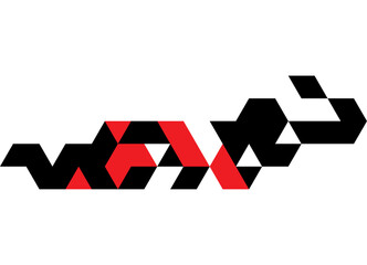 Modern vector pattern of black and red triangles on a white background. Sport design element for car body, boat, sports mat, toy. Abstract vector background for covers, advertising, packaging