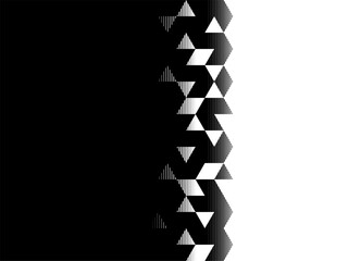 Transition from black to white. Vector pattern of striped triangles on a white background. Sports design element. Vector background for , interior, advertising, packaging. Halftone
