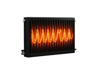 Isolated heat radiator with orange glow, heating system, energy efficiency concept