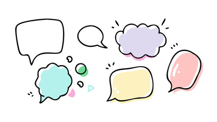 Pastel Speech Bubbles and Shapes pastel colors hand drawn