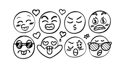 Playful Emoji Faces Collection doodle whimsical