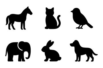 Obraz premium animal silhouettes icon set 