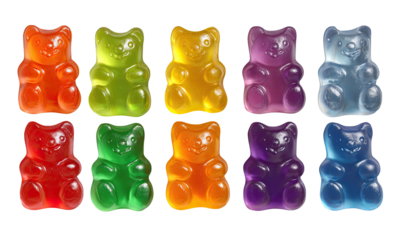 Colorful gummy bears in a grid pattern (1)