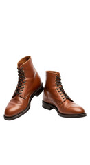 Pair of brown leather boots isolated