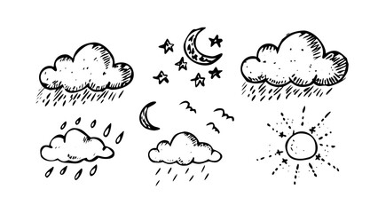 Retro Sun and Cloud Weather vintage