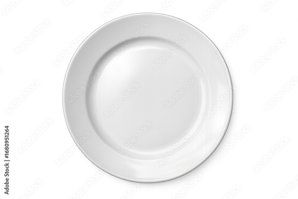 Poster empty white plate on transparent background, perfect for showcasing food in digital compositions or 