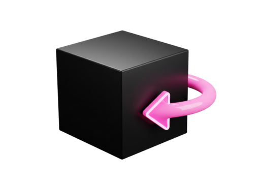 Isolated Cube rotating Arrow - Concept image for data transfer, recycling or process change