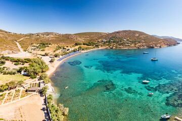 Agriolivado beach in Patmos, Greece