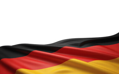 Naklejka premium Realistic Germany Flag Waving Gently with Ample Copy Space at the Top on transparent background