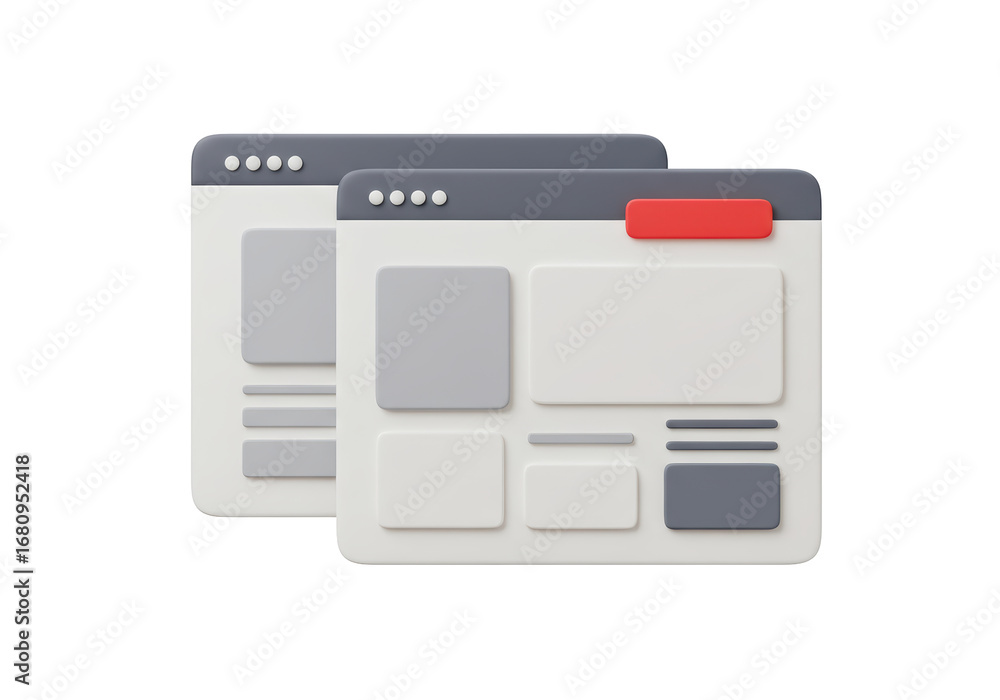 Fototapete isolated website design mockups representing a user interface concept of web development