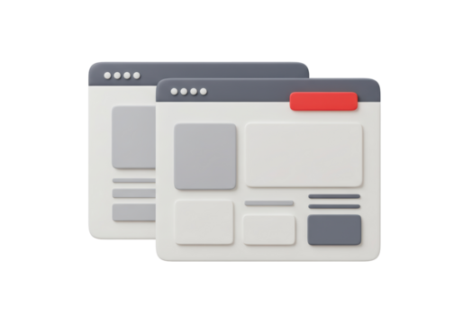 Isolated website design mockups representing a user interface concept of web development