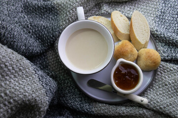 Cozy Breakfast with Bread and Coffee