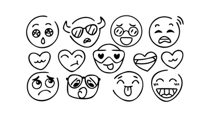 Whimsical Doodle Faces with Expressive Eyes emoji