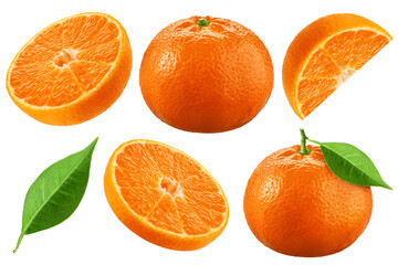 Tangerine isolated on white background, collection