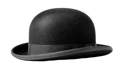 Dark gray bowler hat, profile view