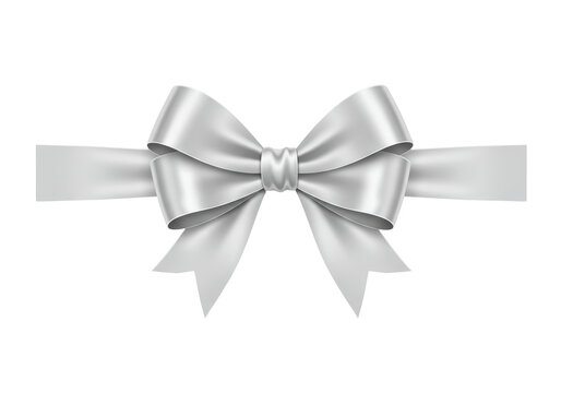 Isolated decorative ribbon bow for holiday or gift wrapping in shiny satin fabric